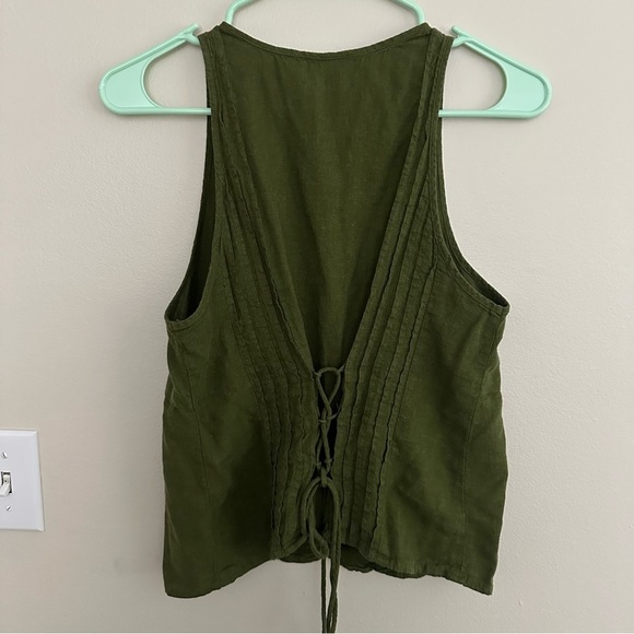 Old Navy green linen tank with back ties Size Small - Picture 8 of 10